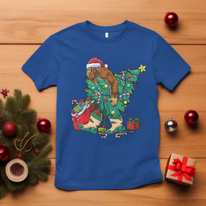 Funny Santa Bigfoot Christmas Tree T Shirt TS11 Royal Blue Print Your Wear