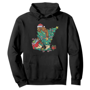 Funny Santa Bigfoot Christmas Tree Hoodie TS11 Black Print Your Wear