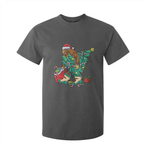 Funny Santa Bigfoot Christmas Tree T Shirt For Kid TS11 Dark Heather Print Your Wear