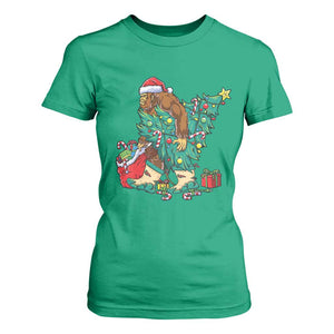 Funny Santa Bigfoot Christmas Tree T Shirt For Women TS11 Irish Green Print Your Wear