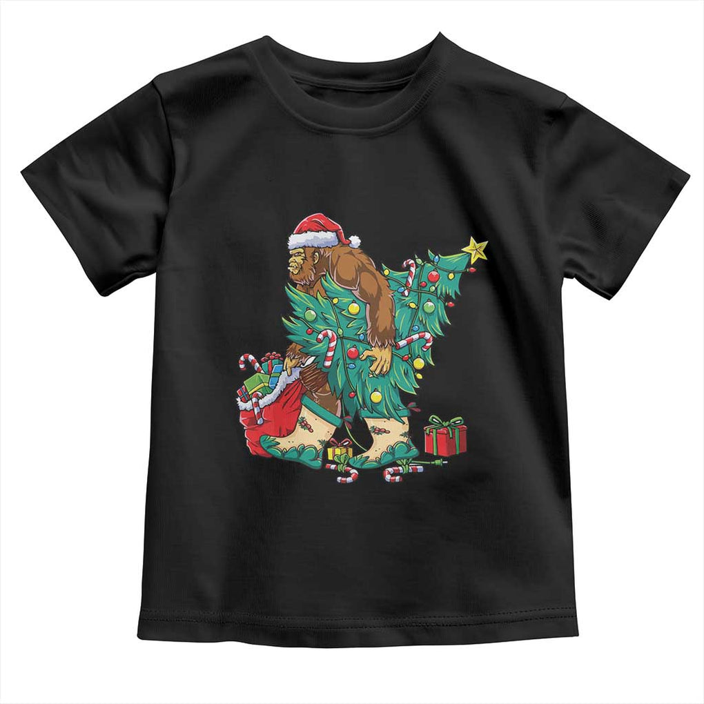 Funny Santa Bigfoot Christmas Tree Toddler T Shirt TS11 Black Print Your Wear