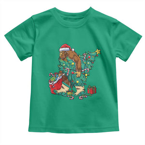 Funny Santa Bigfoot Christmas Tree Toddler T Shirt TS11 Irish Green Print Your Wear