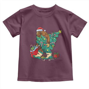 Funny Santa Bigfoot Christmas Tree Toddler T Shirt TS11 Maroon Print Your Wear