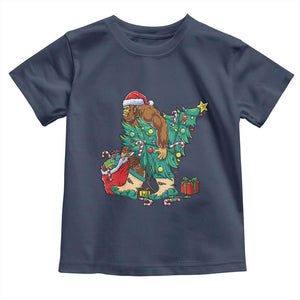 Funny Santa Bigfoot Christmas Tree Toddler T Shirt TS11 Navy Print Your Wear