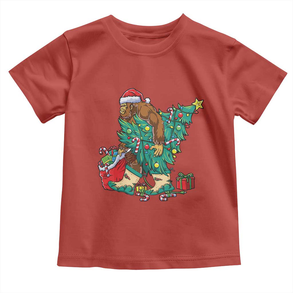 Funny Santa Bigfoot Christmas Tree Toddler T Shirt TS11 Red Print Your Wear