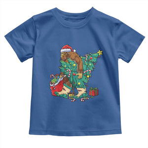 Funny Santa Bigfoot Christmas Tree Toddler T Shirt TS11 Royal Blue Print Your Wear