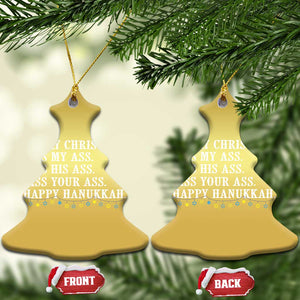 Funny Merry Xmas Kiss My His Your Ass Happy Hanukkah Christmas Ornament TS11 Christmas Tree Gold Print Your Wear