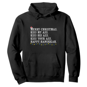 Funny Merry Christmas Kiss My His Your Ass Happy Hanukkah Hoodie TS11 Black Print Your Wear