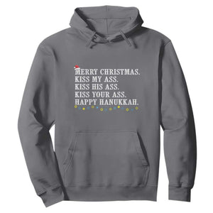 Funny Merry Christmas Kiss My His Your Ass Happy Hanukkah Hoodie TS11 Charcoal Print Your Wear