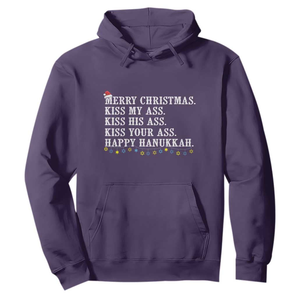 Funny Merry Christmas Kiss My His Your Ass Happy Hanukkah Hoodie TS11 Purple Print Your Wear