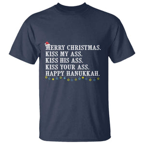 Funny Merry Christmas Kiss My His Your Ass Happy Hanukkah T Shirt TS11 Navy Print Your Wear