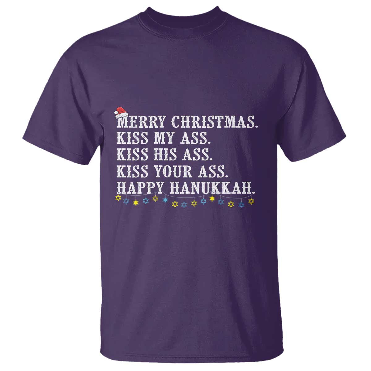 Funny Merry Christmas Kiss My His Your Ass Happy Hanukkah T Shirt TS11 Purple Print Your Wear