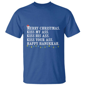 Funny Merry Christmas Kiss My His Your Ass Happy Hanukkah T Shirt TS11 Royal Blue Print Your Wear