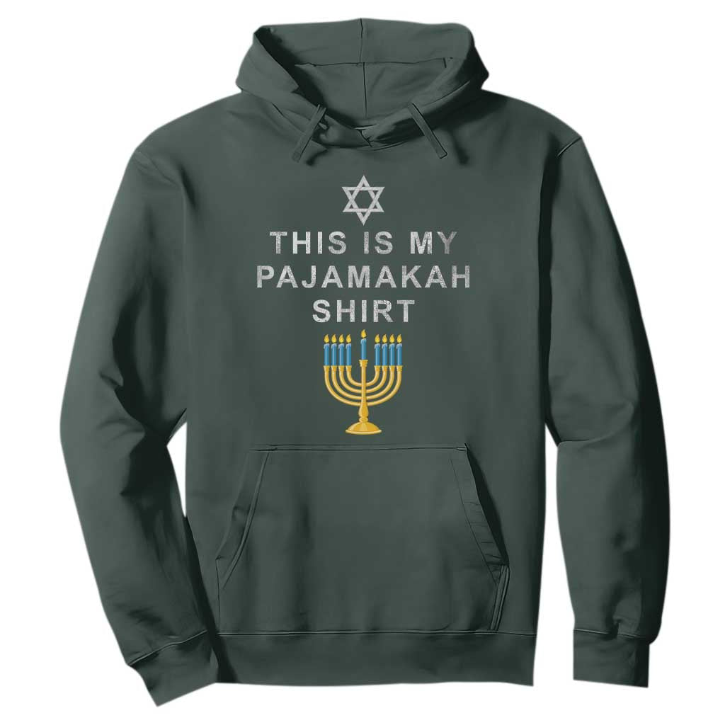 Hanukkah Hoodie This Is My Pajamakah Shirt Chanukah Jewish Menorah TS11 Dark Forest Green Print Your Wear