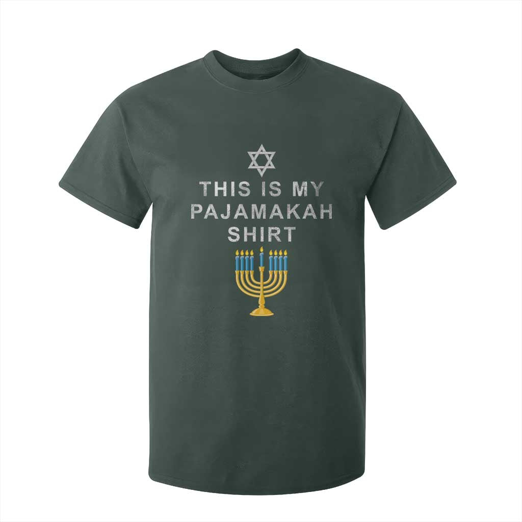Hanukkah T Shirt For Kid This Is My Pajamakah Shirt Chanukah Jewish Menorah TS11 Dark Forest Green Print Your Wear