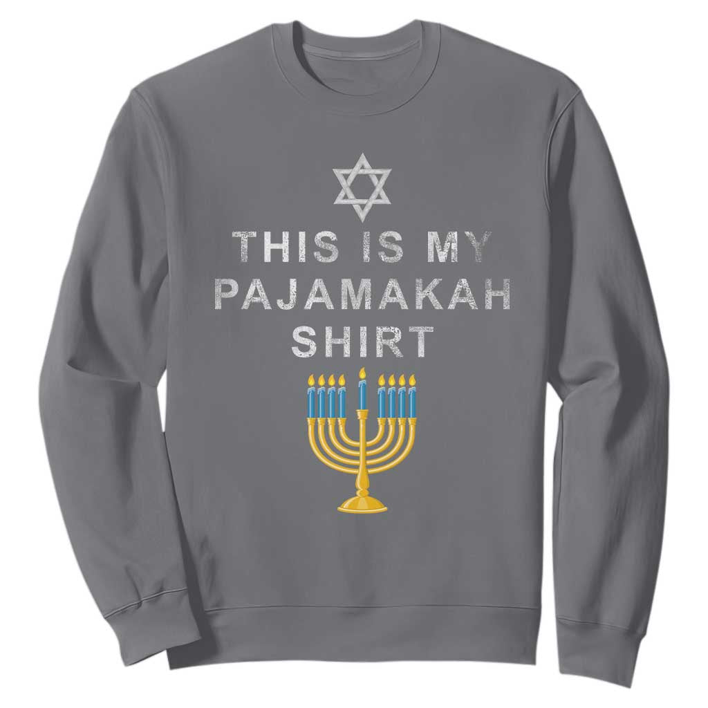 Hanukkah Sweatshirt This Is My Pajamakah Shirt Chanukah Jewish Menorah TS11 Charcoal Print Your Wear