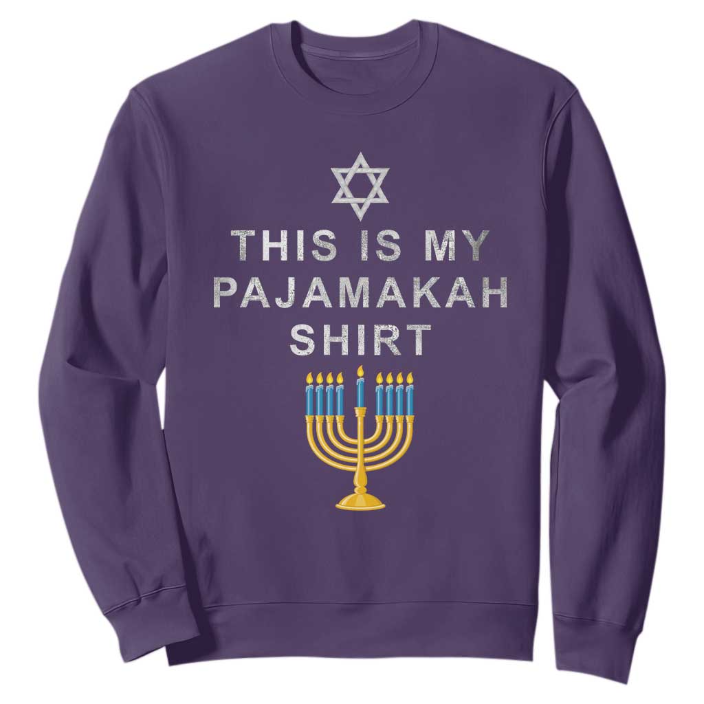 Hanukkah Sweatshirt This Is My Pajamakah Shirt Chanukah Jewish Menorah TS11 Purple Print Your Wear