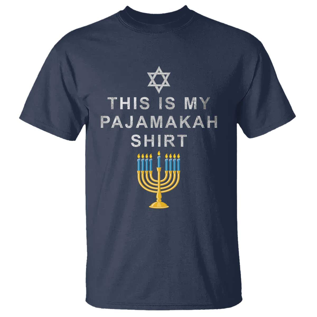 Hanukkah T Shirt This Is My Pajamakah Shirt Chanukah Jewish Menorah TS11 Navy Print Your Wear