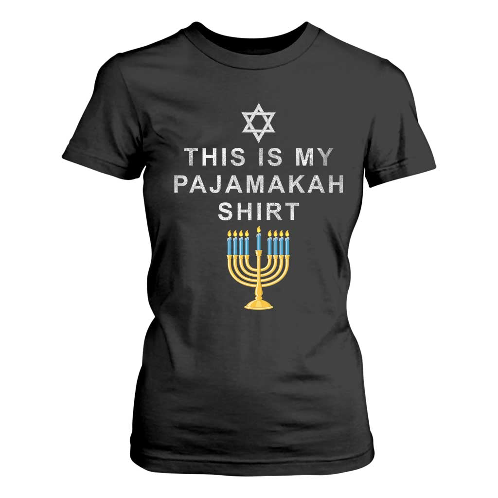 Hanukkah T Shirt For Women This Is My Pajamakah Shirt Chanukah Jewish Menorah TS11 Black Print Your Wear