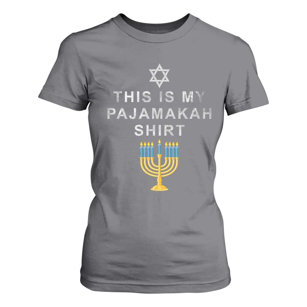 Hanukkah T Shirt For Women This Is My Pajamakah Shirt Chanukah Jewish Menorah TS11 Charcoal Print Your Wear