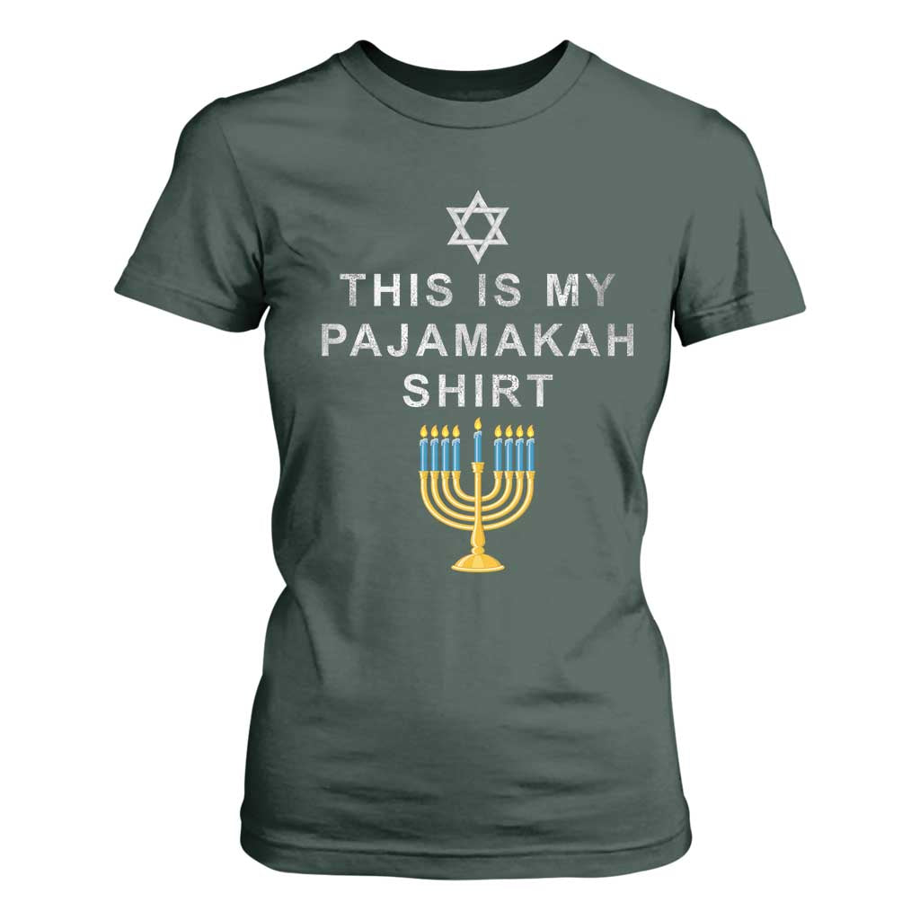 Hanukkah T Shirt For Women This Is My Pajamakah Shirt Chanukah Jewish Menorah TS11 Dark Forest Green Print Your Wear