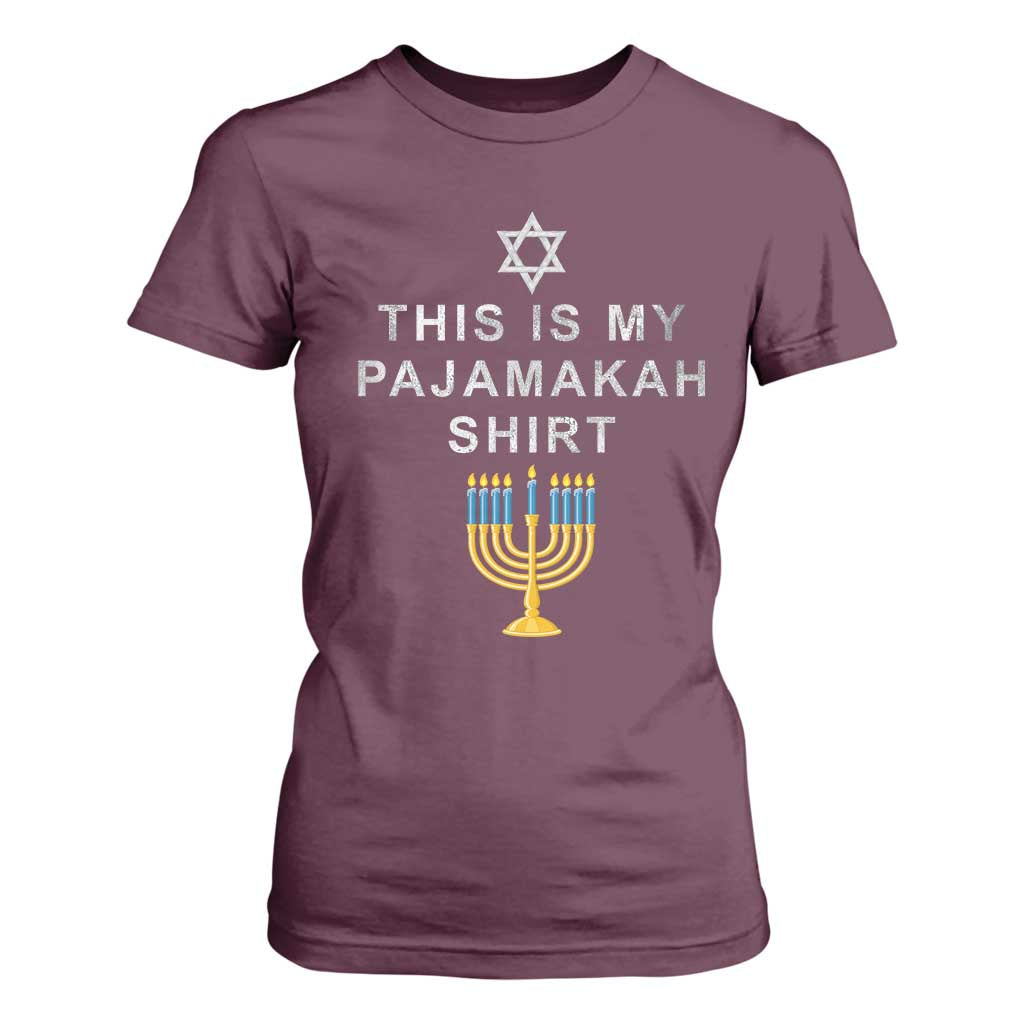 Hanukkah T Shirt For Women This Is My Pajamakah Shirt Chanukah Jewish Menorah TS11 Maroon Print Your Wear