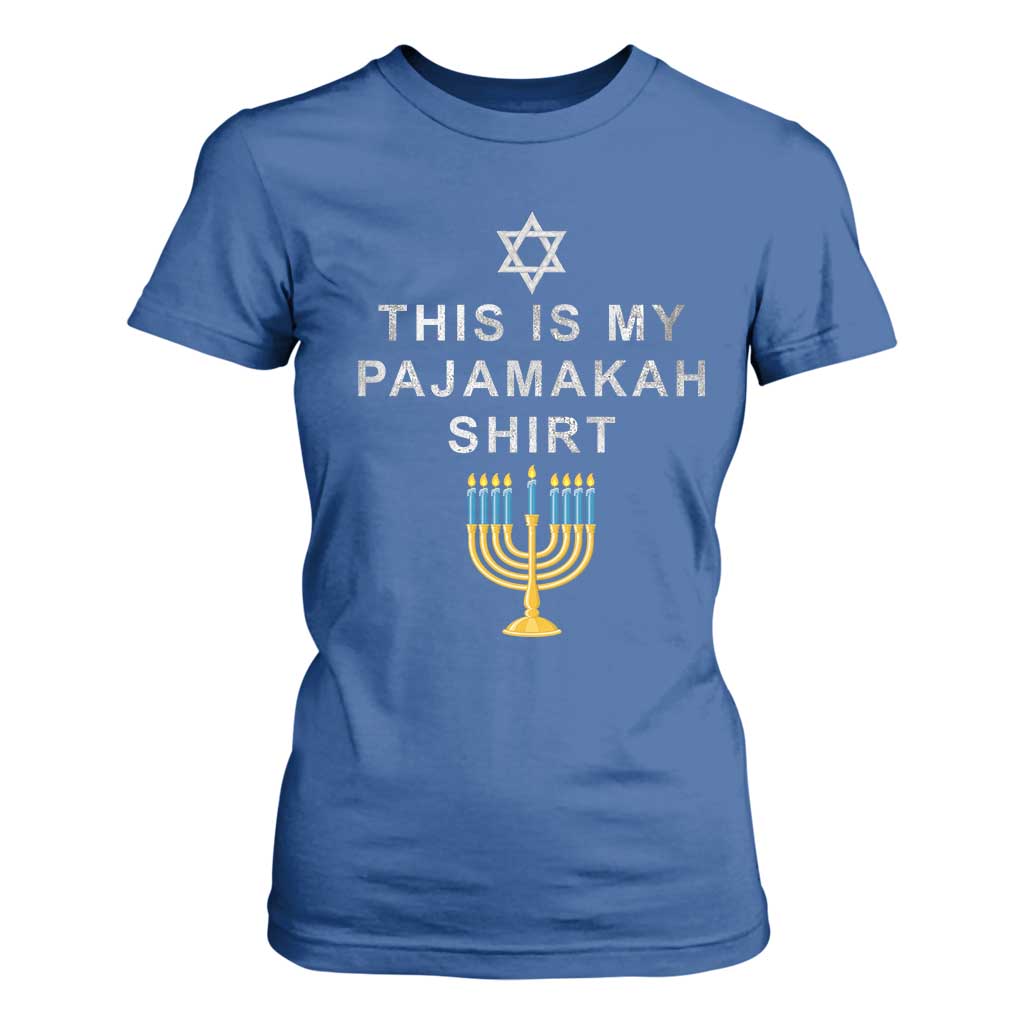 Hanukkah T Shirt For Women This Is My Pajamakah Shirt Chanukah Jewish Menorah TS11 Royal Blue Print Your Wear