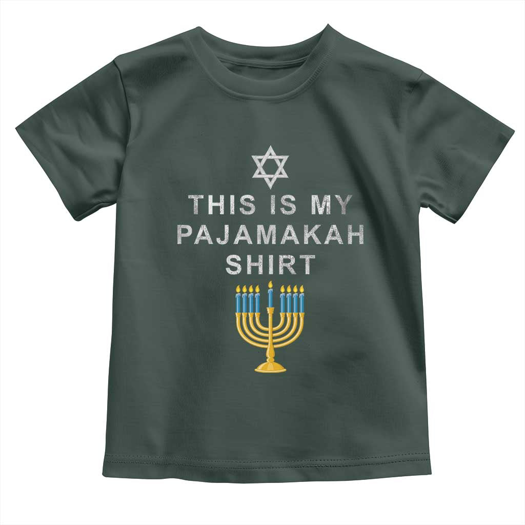 Hanukkah Toddler T Shirt This Is My Pajamakah Shirt Chanukah Jewish Menorah TS11 Dark Forest Green Print Your Wear