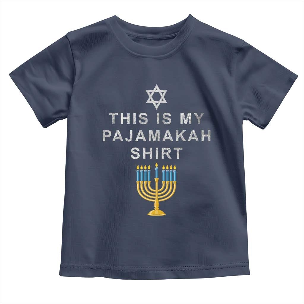 Hanukkah Toddler T Shirt This Is My Pajamakah Shirt Chanukah Jewish Menorah TS11 Navy Print Your Wear