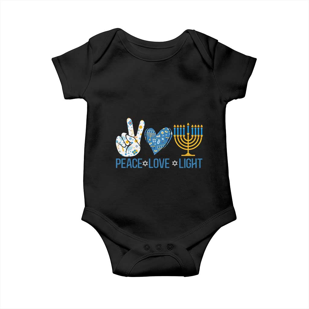 Hanukkah Baby Onesie Peace Love Light Chanukah Jewish David Star TS11 Black Print Your Wear