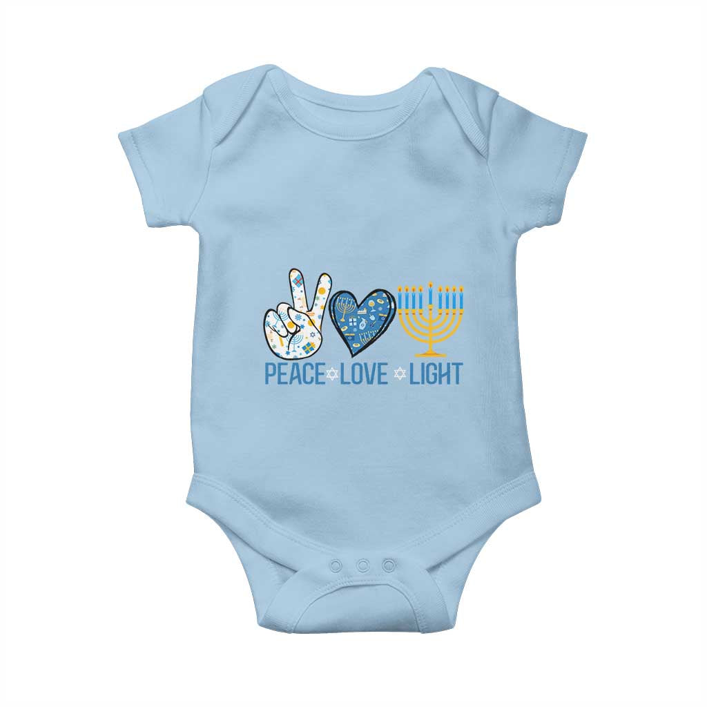 Hanukkah Baby Onesie Peace Love Light Chanukah Jewish David Star TS11 Light Blue Print Your Wear
