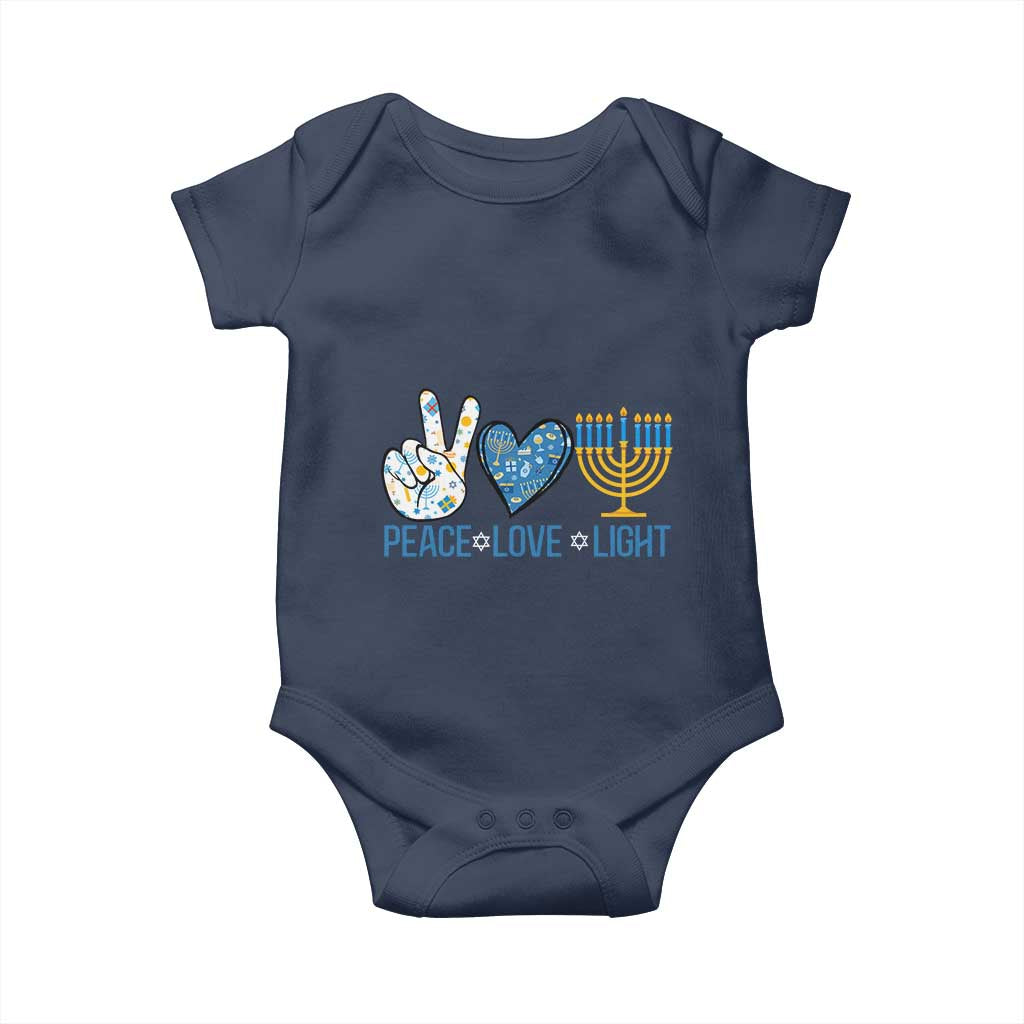 Hanukkah Baby Onesie Peace Love Light Chanukah Jewish David Star TS11 Navy Print Your Wear