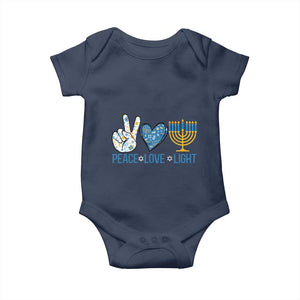 Hanukkah Baby Onesie Peace Love Light Chanukah Jewish David Star TS11 Navy Print Your Wear