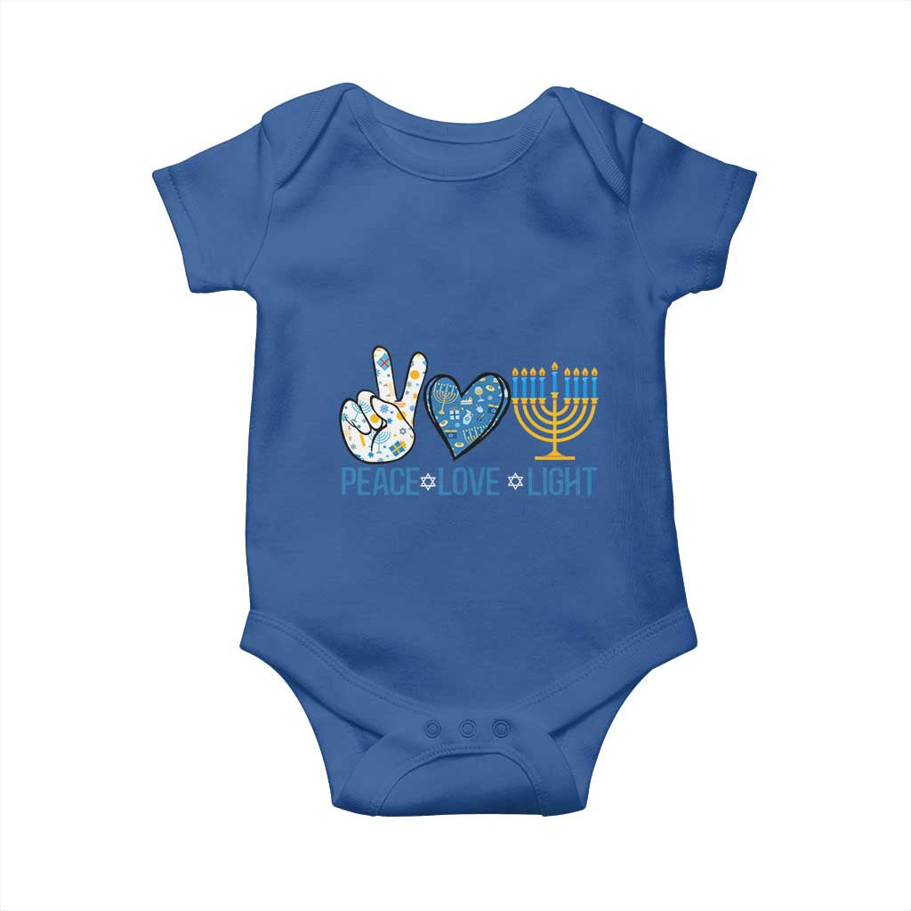 Hanukkah Baby Onesie Peace Love Light Chanukah Jewish David Star TS11 Royal Blue Print Your Wear
