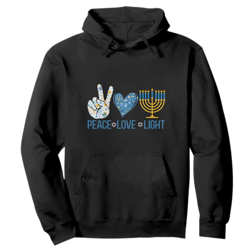 Hanukkah Hoodie Peace Love Light Chanukah Jewish David Star TS11 Black Print Your Wear