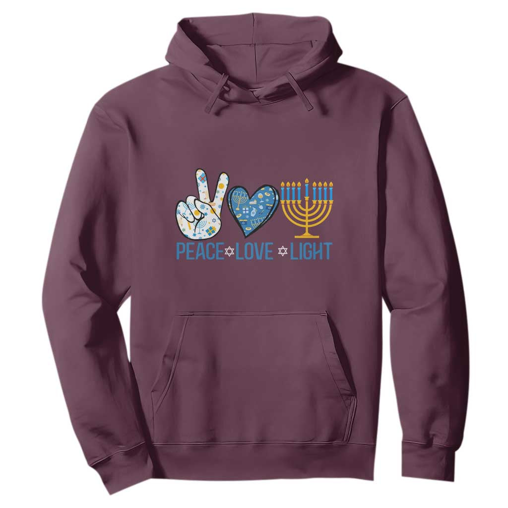 Hanukkah Hoodie Peace Love Light Chanukah Jewish David Star TS11 Maroon Print Your Wear