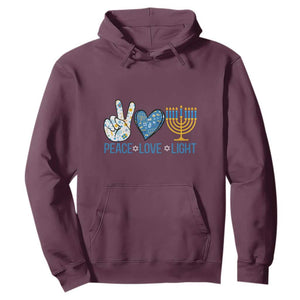 Hanukkah Hoodie Peace Love Light Chanukah Jewish David Star TS11 Maroon Print Your Wear
