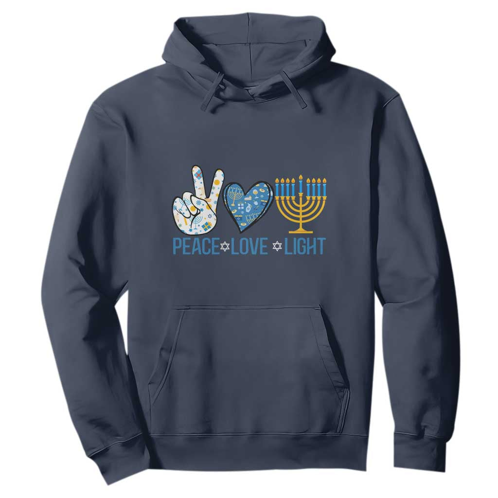 Hanukkah Hoodie Peace Love Light Chanukah Jewish David Star TS11 Navy Print Your Wear