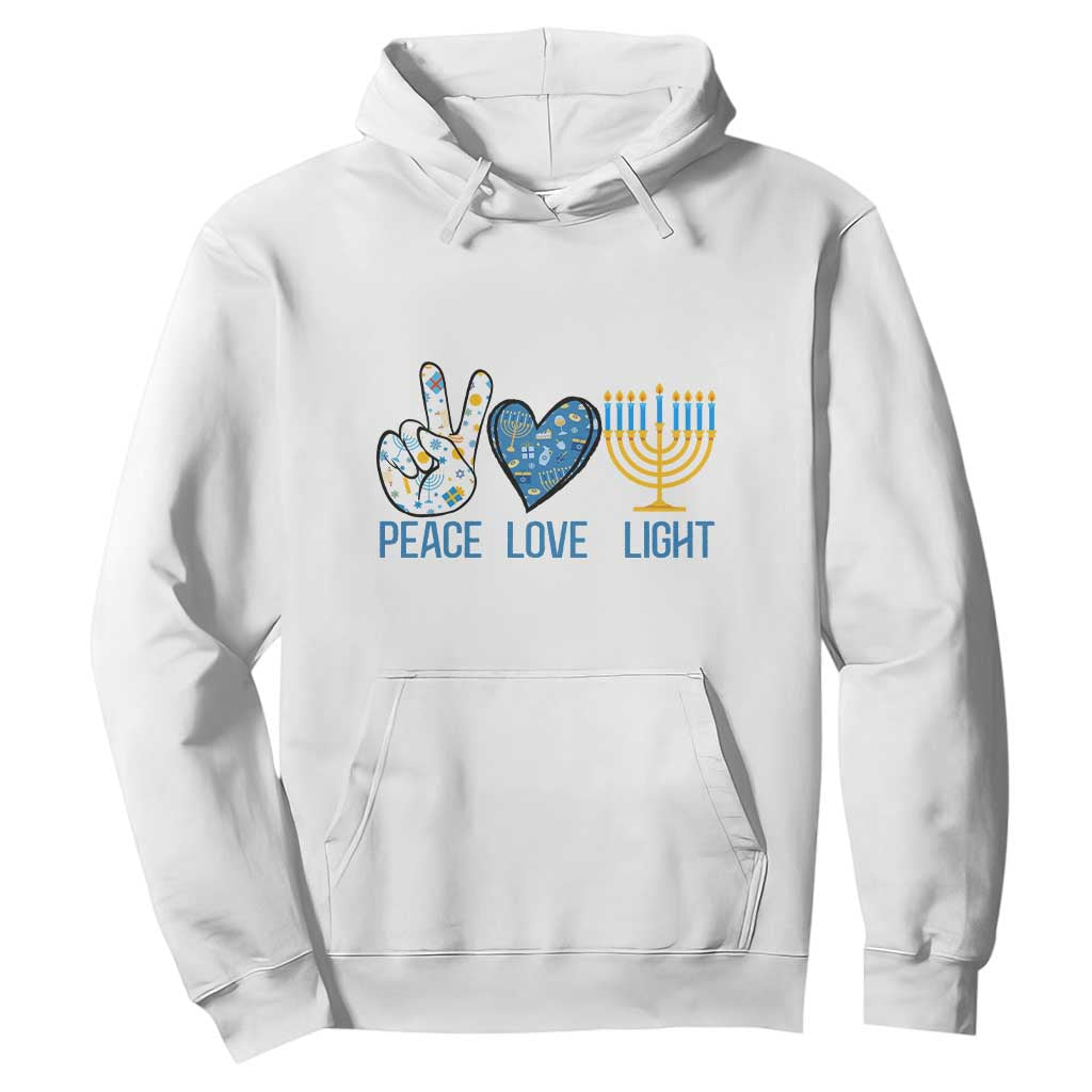 Hanukkah Hoodie Peace Love Light Chanukah Jewish David Star TS11 White Print Your Wear