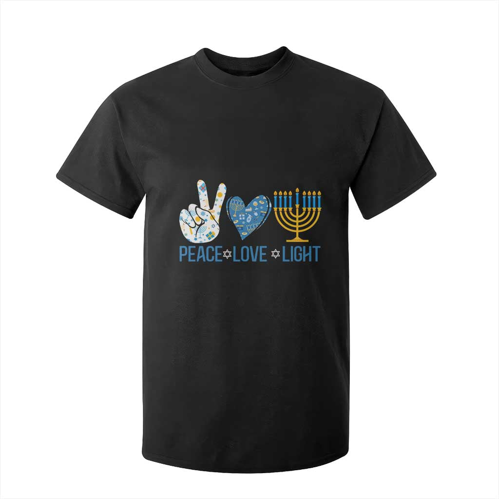 Hanukkah T Shirt For Kid Peace Love Light Chanukah Jewish David Star TS11 Black Print Your Wear