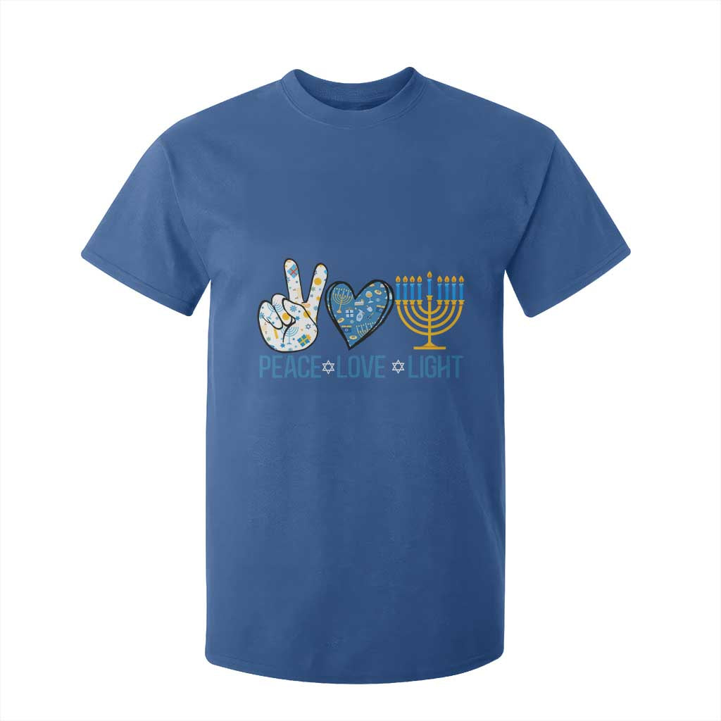 Hanukkah T Shirt For Kid Peace Love Light Chanukah Jewish David Star TS11 Royal Blue Print Your Wear