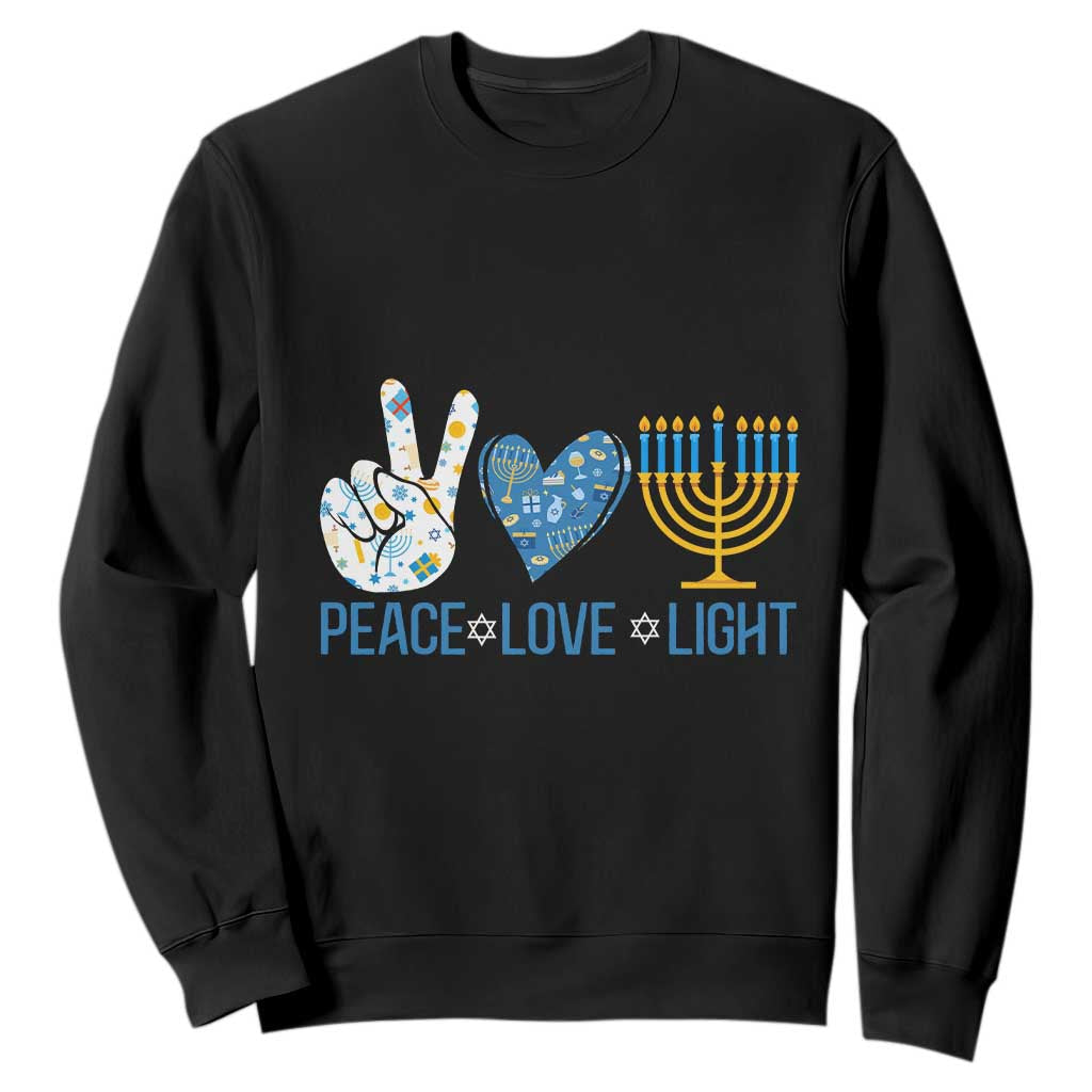 Hanukkah Sweatshirt Peace Love Light Chanukah Jewish David Star TS11 Black Print Your Wear