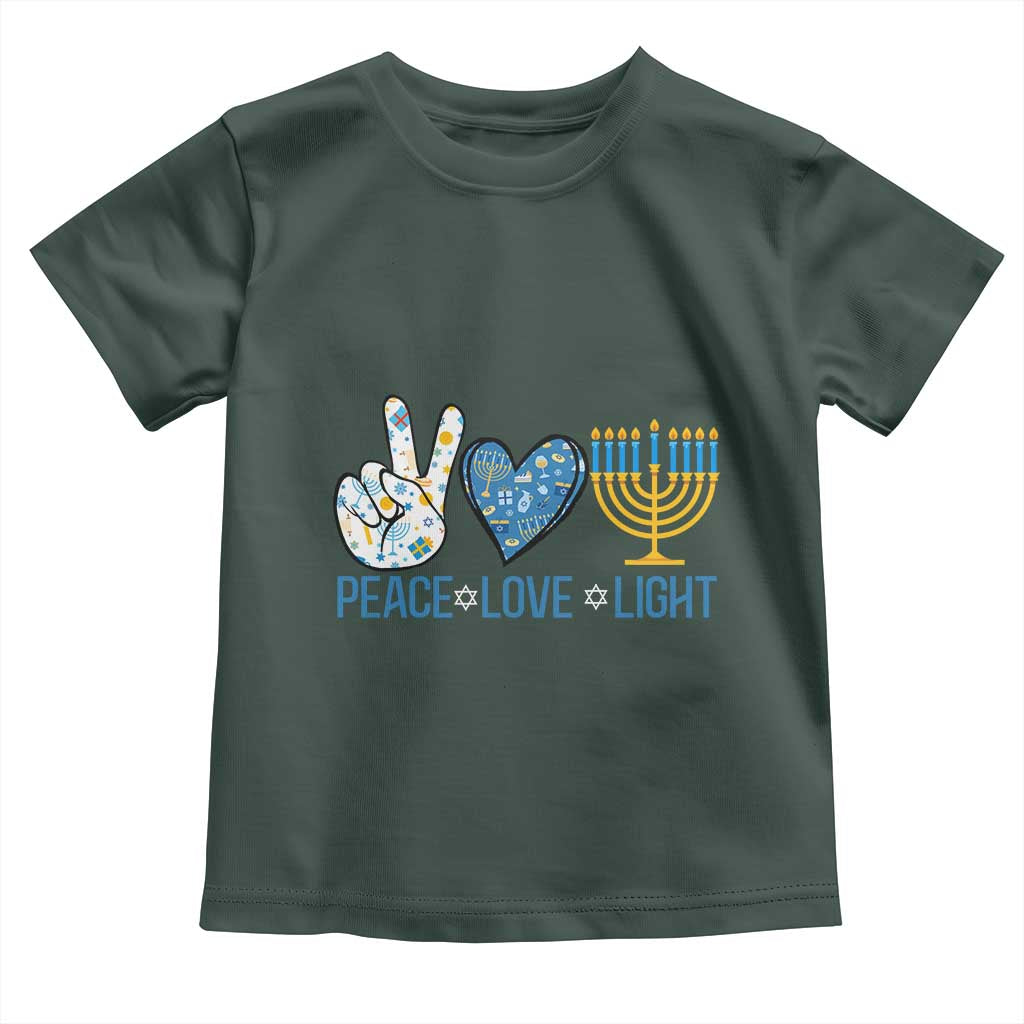 Hanukkah Toddler T Shirt Peace Love Light Chanukah Jewish David Star TS11 Dark Forest Green Print Your Wear