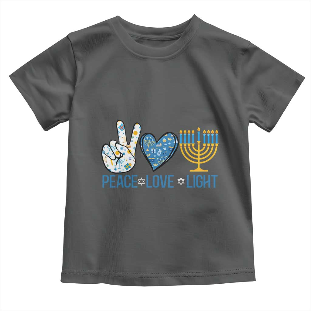 Hanukkah Toddler T Shirt Peace Love Light Chanukah Jewish David Star TS11 Dark Heather Print Your Wear