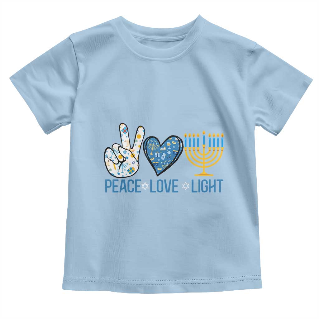 Hanukkah Toddler T Shirt Peace Love Light Chanukah Jewish David Star TS11 Light Blue Print Your Wear