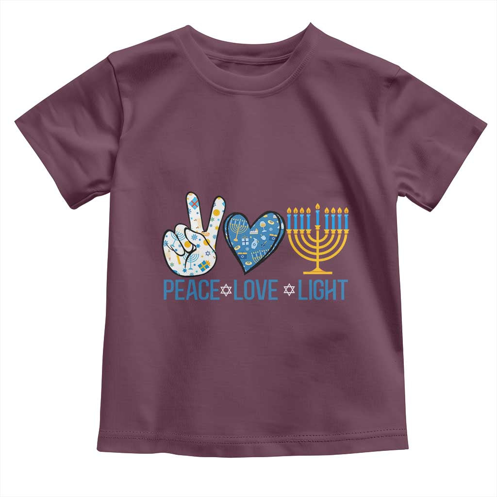 Hanukkah Toddler T Shirt Peace Love Light Chanukah Jewish David Star TS11 Maroon Print Your Wear