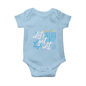 Funny Hanukkah Baby Onesie Let's Get Lit Menorah David Star TS11 Light Blue Print Your Wear