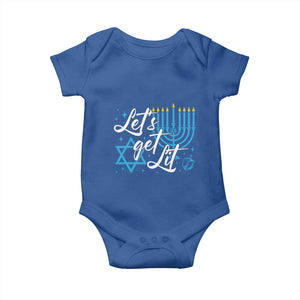 Funny Hanukkah Baby Onesie Let's Get Lit Menorah David Star TS11 Royal Blue Print Your Wear