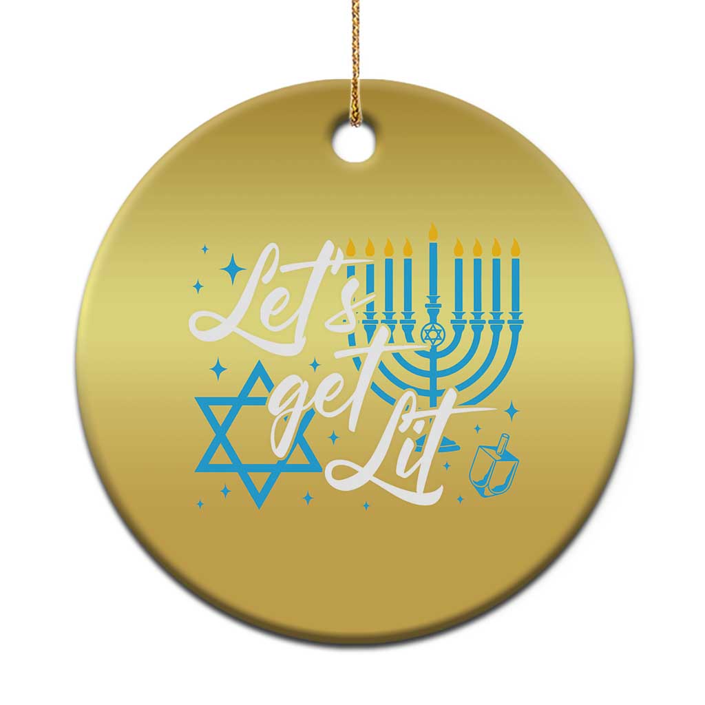 Funny Hanukkah Christmas Ornament Let's Get Lit Menorah David Star TS11 Print Your Wear