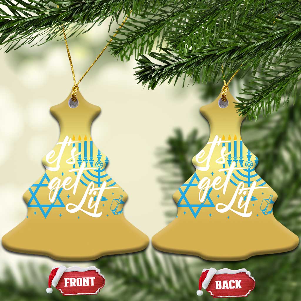 Funny Hanukkah Christmas Ornament Let's Get Lit Menorah David Star TS11 Christmas Tree Gold Print Your Wear